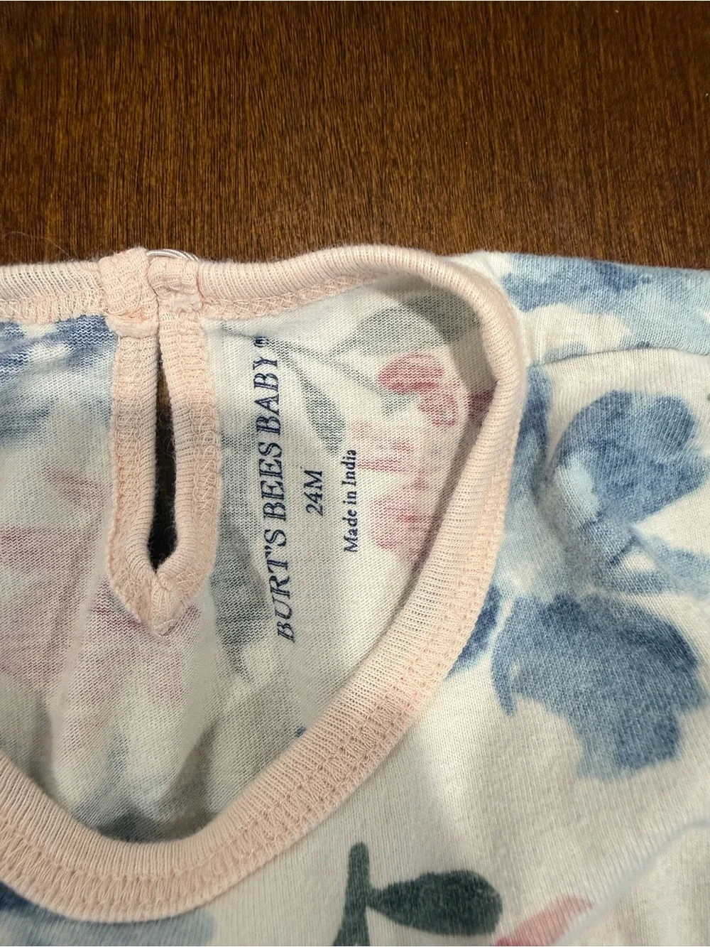 Burt's Bees Baby Floral Long Sleeve Shirt Dress in White, Blue & Pink